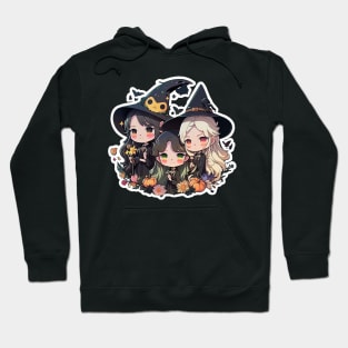 Three Cute Witches Friends Trio Hoodie